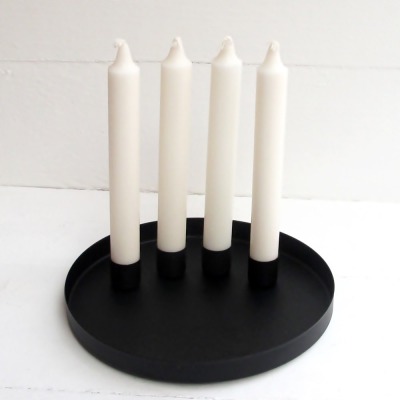 Kerzenhalter Metall schwarz Adventskranz Weihnachtsdeko - Für 4 Stabkerzen mit Magnetkerzenhalter
