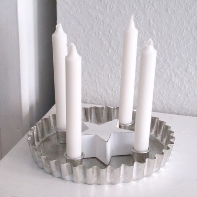 Kerzenhalter Advent Metall silber Weihnachtsdeko - Für 4 Stabkerzen