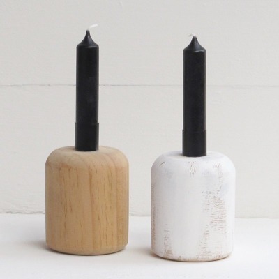 Kerzenhalter Holz natur oder weiß/shabby - Handbemalt