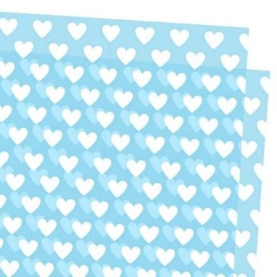 Seidenpapier Herzen hellblau/weiß - 10 Stück