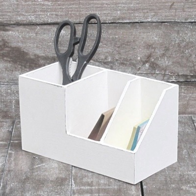 Schreibtisch Utensilo Stiftebox Ablage Holz weiß shabby - Handbemalt
