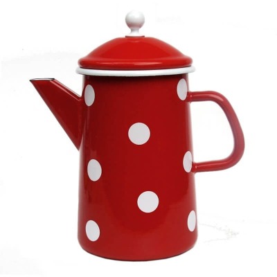 Emaille Kaffeekanne Punkte rot/weiß - Münder Emaill