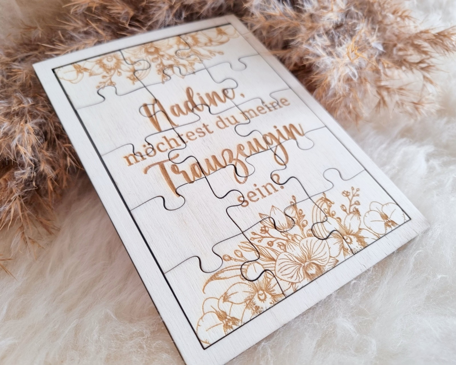 Personalisierte Pappelholz-Puzzlekarte Eine einzigartige Art, Deine Trauzeugin oder Brautjungfer