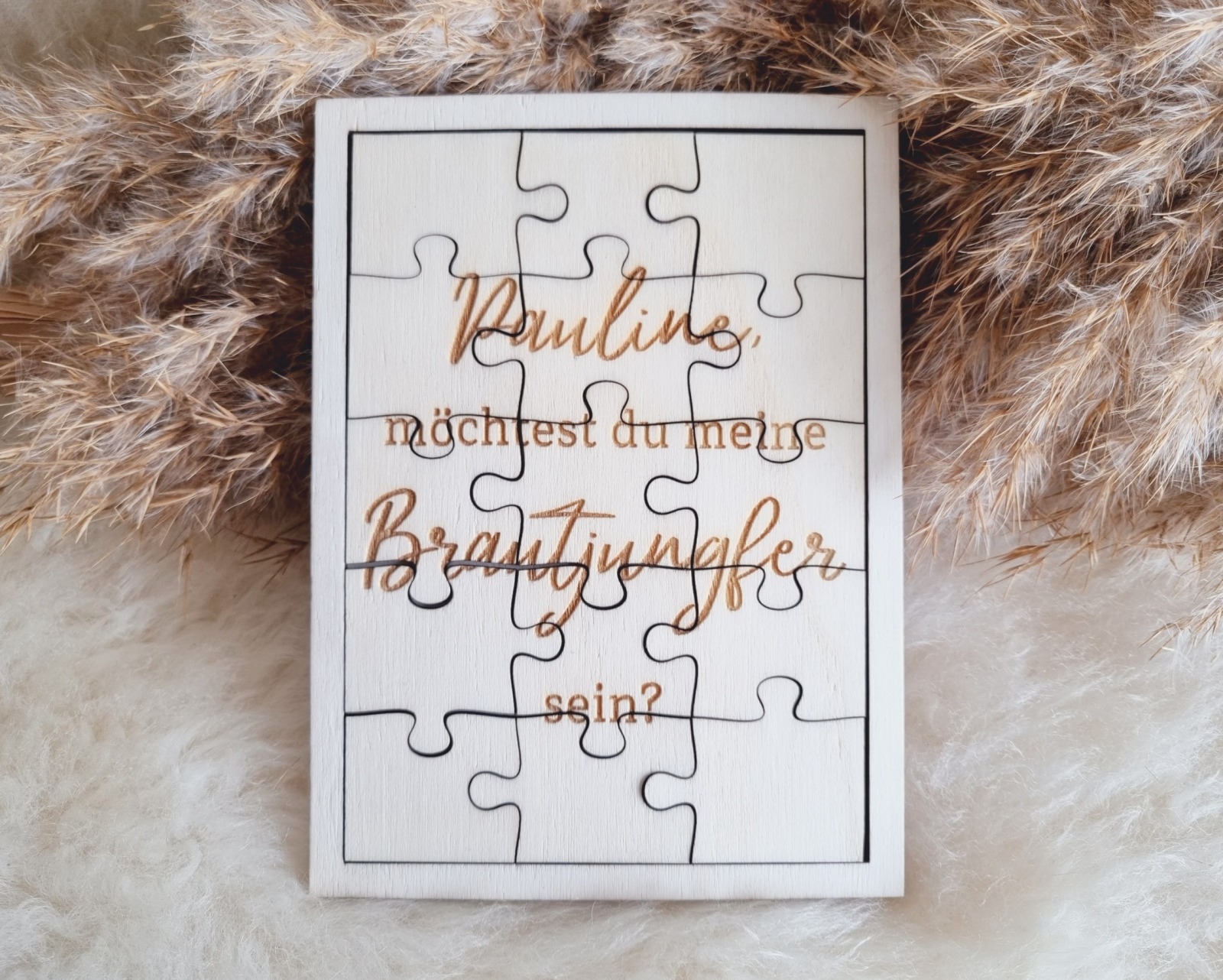 Personalisierte Pappelholz-Puzzlekarte Ein einzigartiges Geschenk für Deine Trauzeugin oder