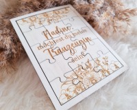 Handgefertigte Puzzlekarte aus Pappelholz zum Fragen der Brautjunger oder Trauzeugin 2