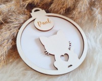 Personalisierte Pappelholz-Weihnachtsornamente für Katzenmamas - Individuelle Dekoration für
