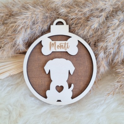 Personalisierte Weihnachtsornamente aus Pappelholz für Hundemamas - Einzigartige