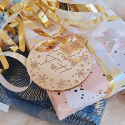Elegante Geschenkanhänger für Weihnachten - aus Pappeholz/Spiegelacryl
