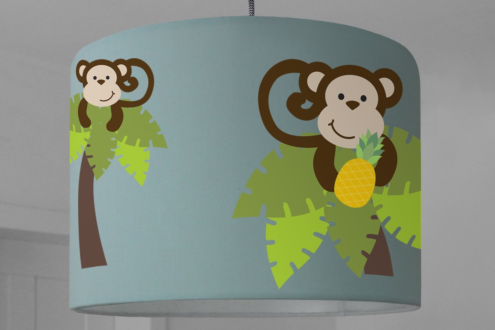 Lampenschirm Kinderzimmer Affen Dschungel Kokosnuss Palme Affe Kinderlampe