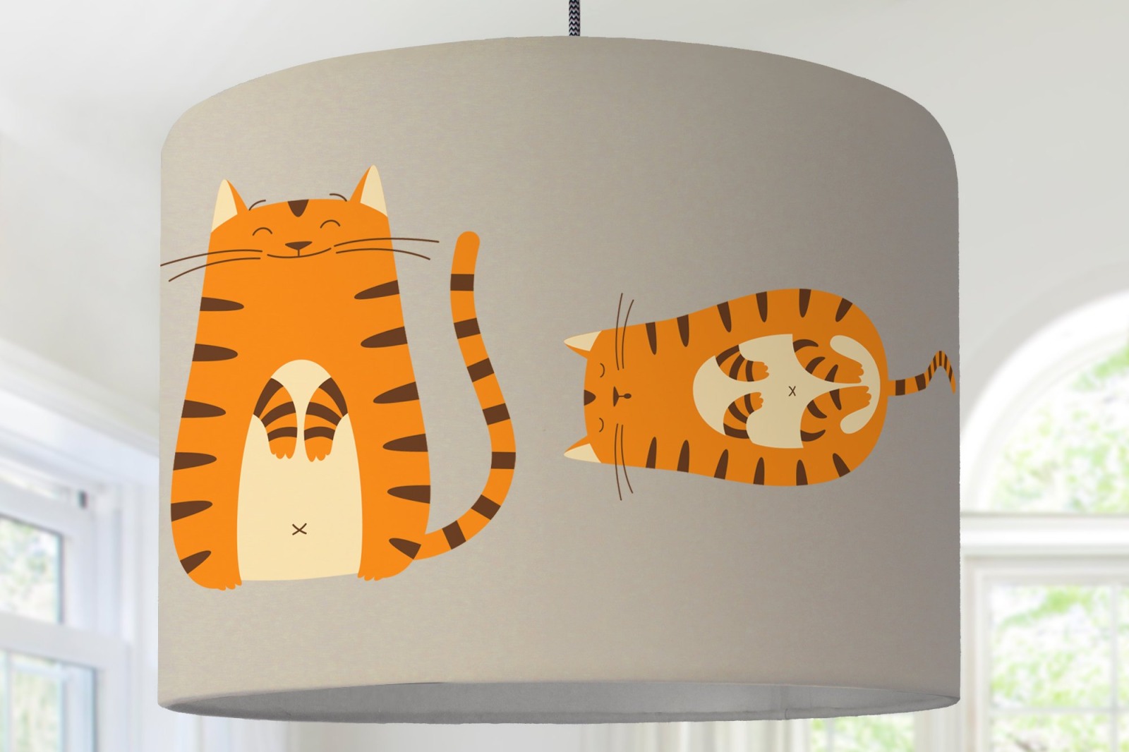 Katzenlampe Lampenschirm Katze Kinderlampe beige