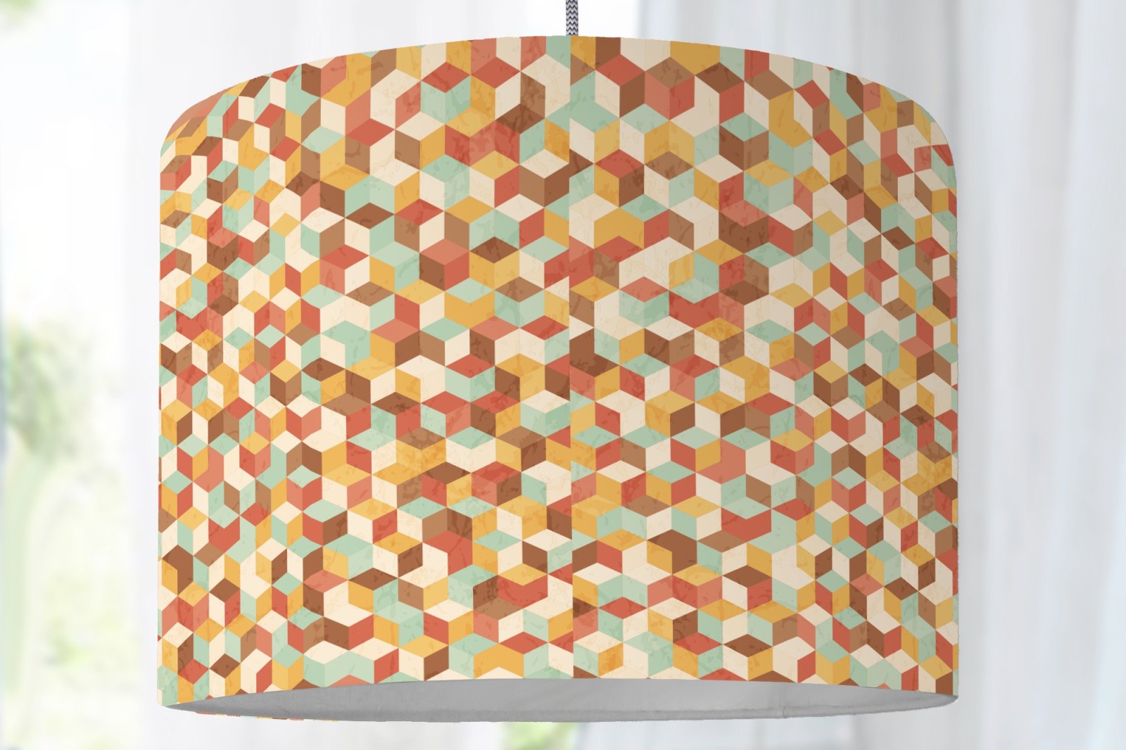 Lampenschirm Dreiecke Design retro Designlampe Küchenlampe grafisches Muster Kinderzimmer Esszimmer