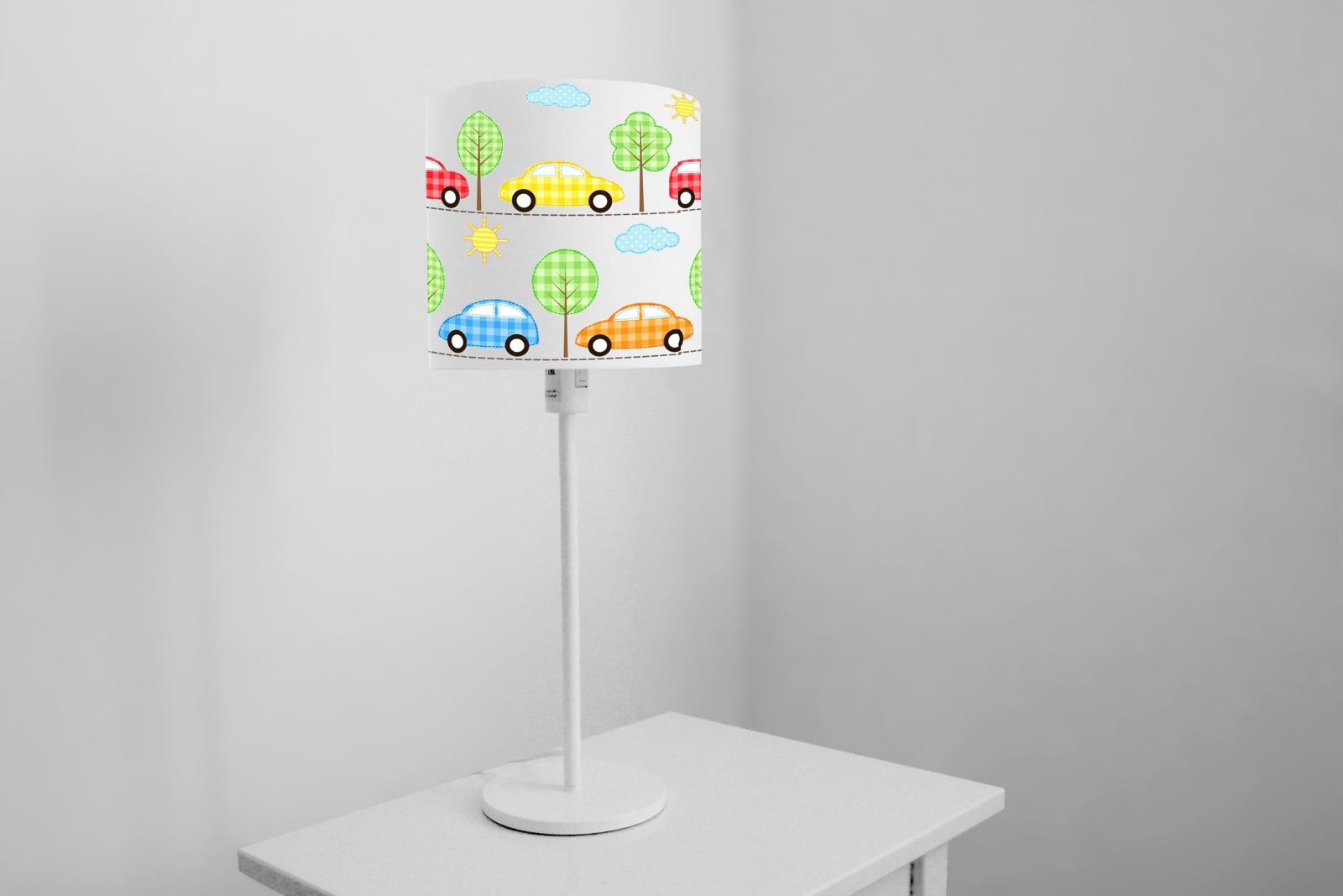 Lampenschirm Stehlampe Autos Verkehr Autolampe Kinderlampe Kinderzimmer Baby Babylampe bunt Muster