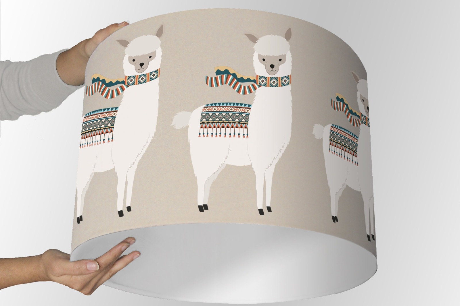 Kinderlampe Lampenschirm Wohnzimmer Lama Zoo Zirkus beige 3