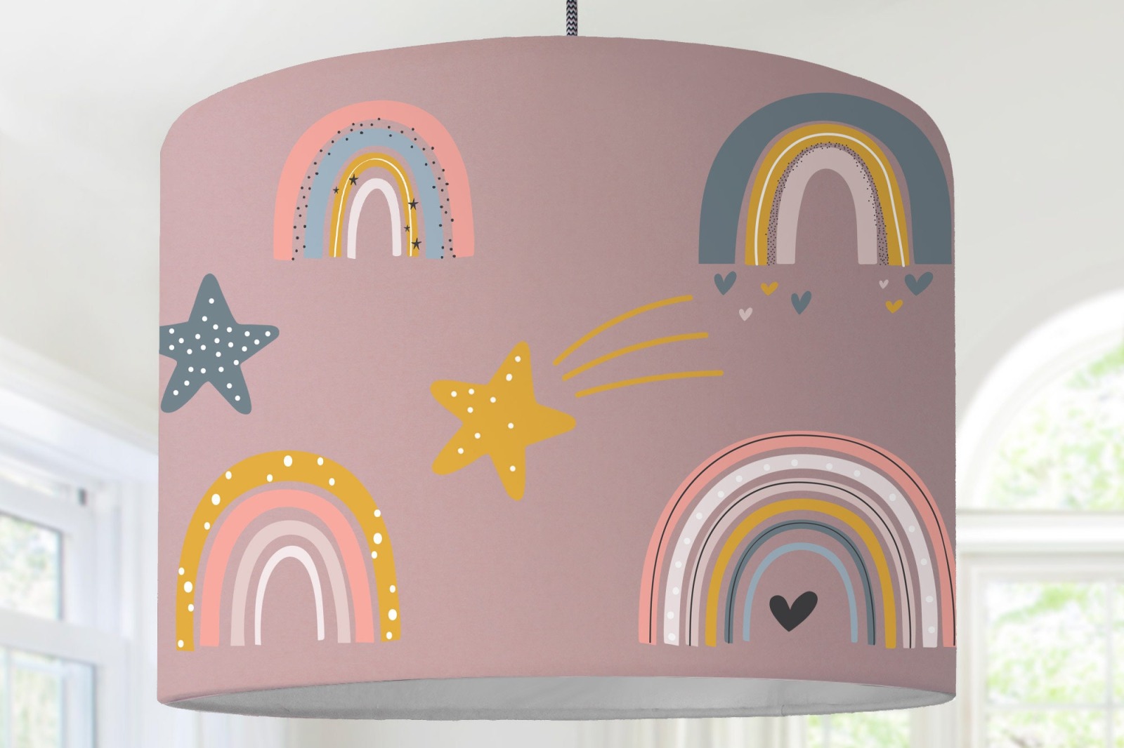 kinderzimmer Lampe Lampenschirm regenbogen stern mädchen rosa gift