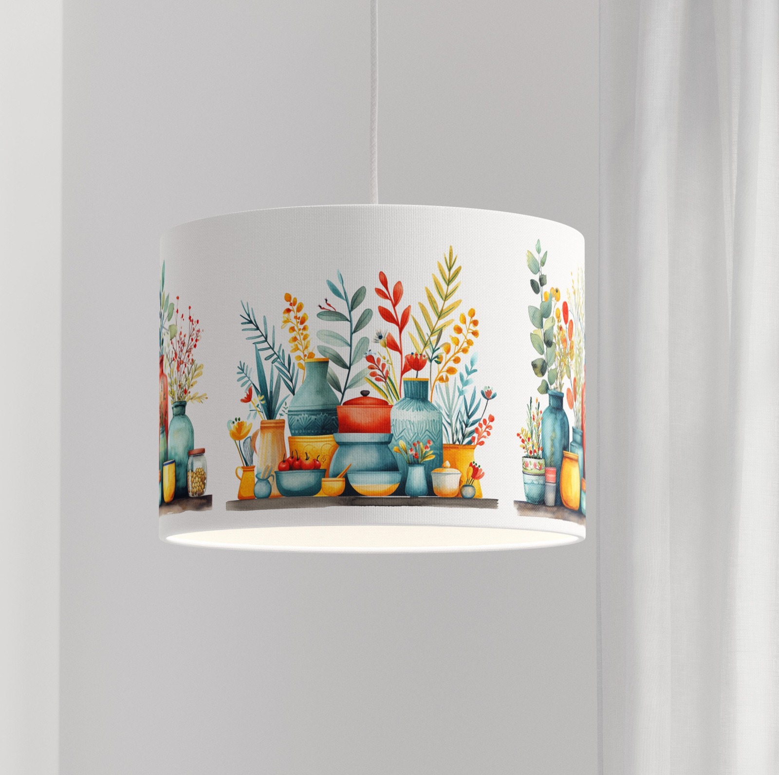 Lampenschirm wohnzimmer Floral Blumen vase bunt modern ländlich ceiling lamp 2