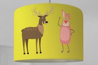 Lampenschirm Wald Tiere Waldtiere gelb Kinderlampe