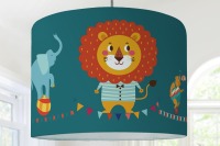Lampenschirm Kinderlampe Zirkus Tiere Akrobaten Elefant Löwe, Bär Seiltänzer