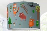 Lampenschirm Tiere Wald Eichhörnchen Bäume Reh Hirsch Hase Kinderzimmer Kinderlampe