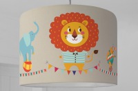 Lampenschirm Kinderzimmer Zirkus Löwe Bär Seiltänzer beige