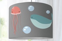 Lampenschirm retro grafisches Muster Kinderzimmer Meer Wal Fische Fischlampe Baby 4