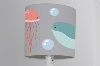 Lampenschirm retro grafisches Muster Kinderzimmer Meer Wal Fische Fischlampe Baby 2