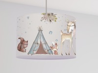 Lampenschirm boho, kinder Lampe, Kinderzimmer Lampe Bio Stoff , Reh Tipee Hase, Kinderlampe