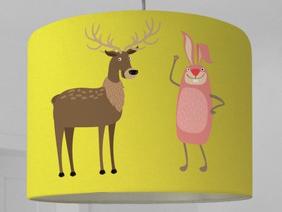 Lampenschirm Wald Tiere Waldtiere gelb Kinderlampe