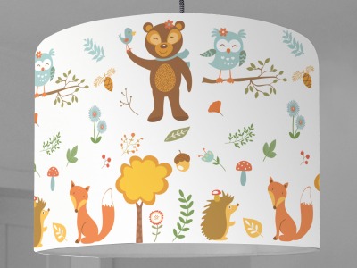 Lampenschirm Kinderzimmer Wald Tiere weiß
