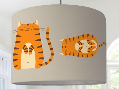 Katzenlampe Lampenschirm Katze Kinderlampe beige