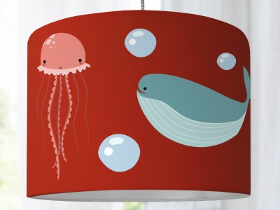 Stehlampe Lampenschirm Babylampe Kinderzimmer Wal Fische Meer Ozean