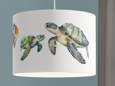 Lampenschirm für Kinder Wal Fische Meer Schildkröte Kinderzimmer mint taufgeschenkceiling lamp