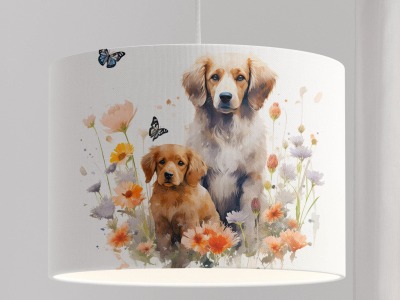 Deckenlampe Hund Kinderlampe Hund Welpe Blume Kinderzimmer Lampe Hundlampe