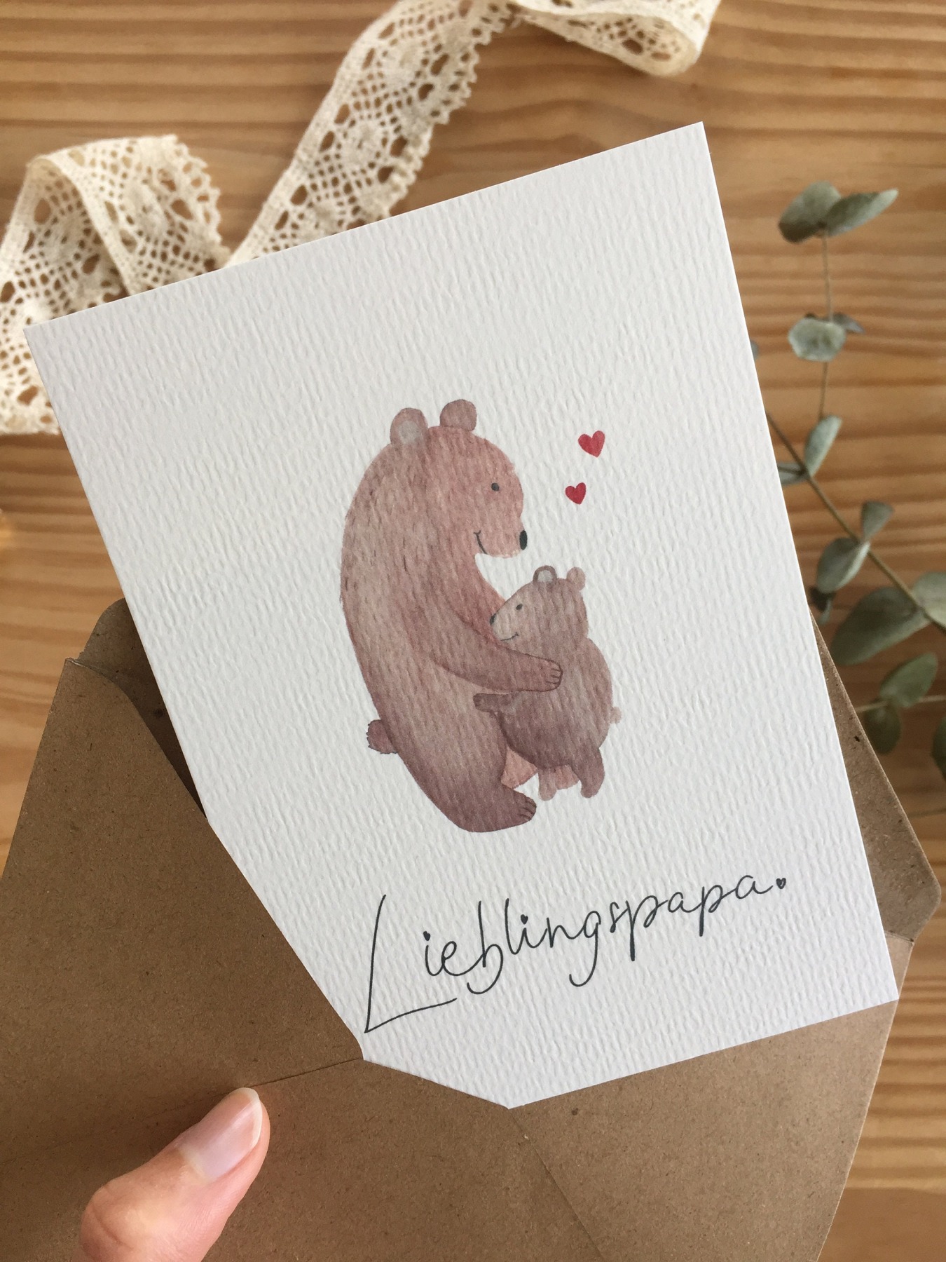 Postkarte für Papas mit Bären 4