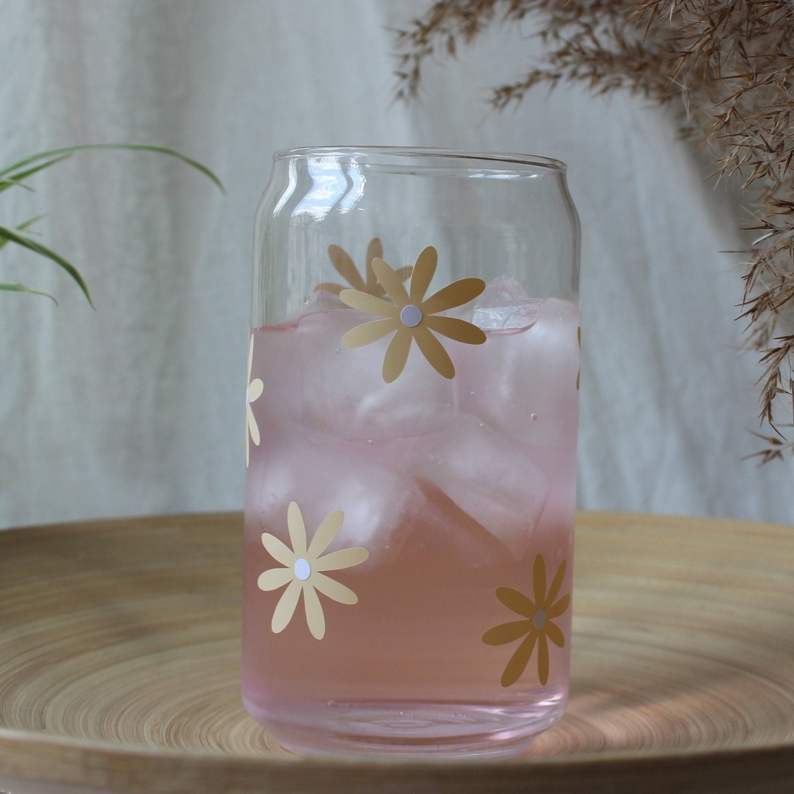 Bierdosenglas mit Blumenmuster 5