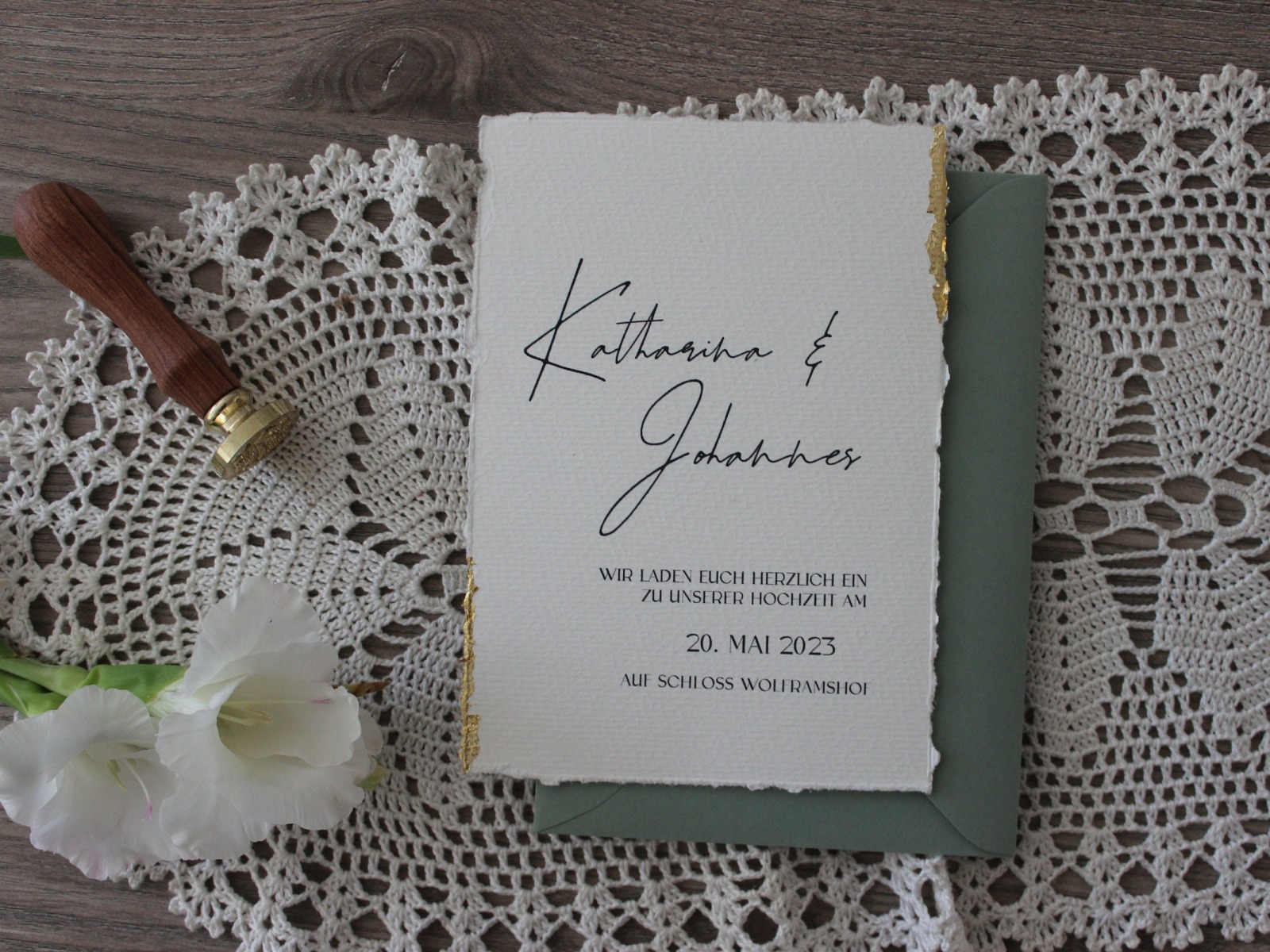 Hochzeitseinladungen Goldrand - zeitlos und minimalistisch 2
