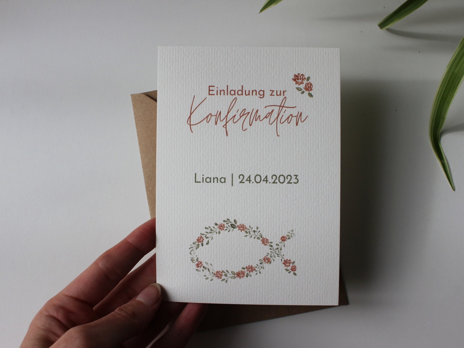 Einladung Konfirmation Kommunion Firmung , Einladungskarte Fisch christlich , Einladungskarte