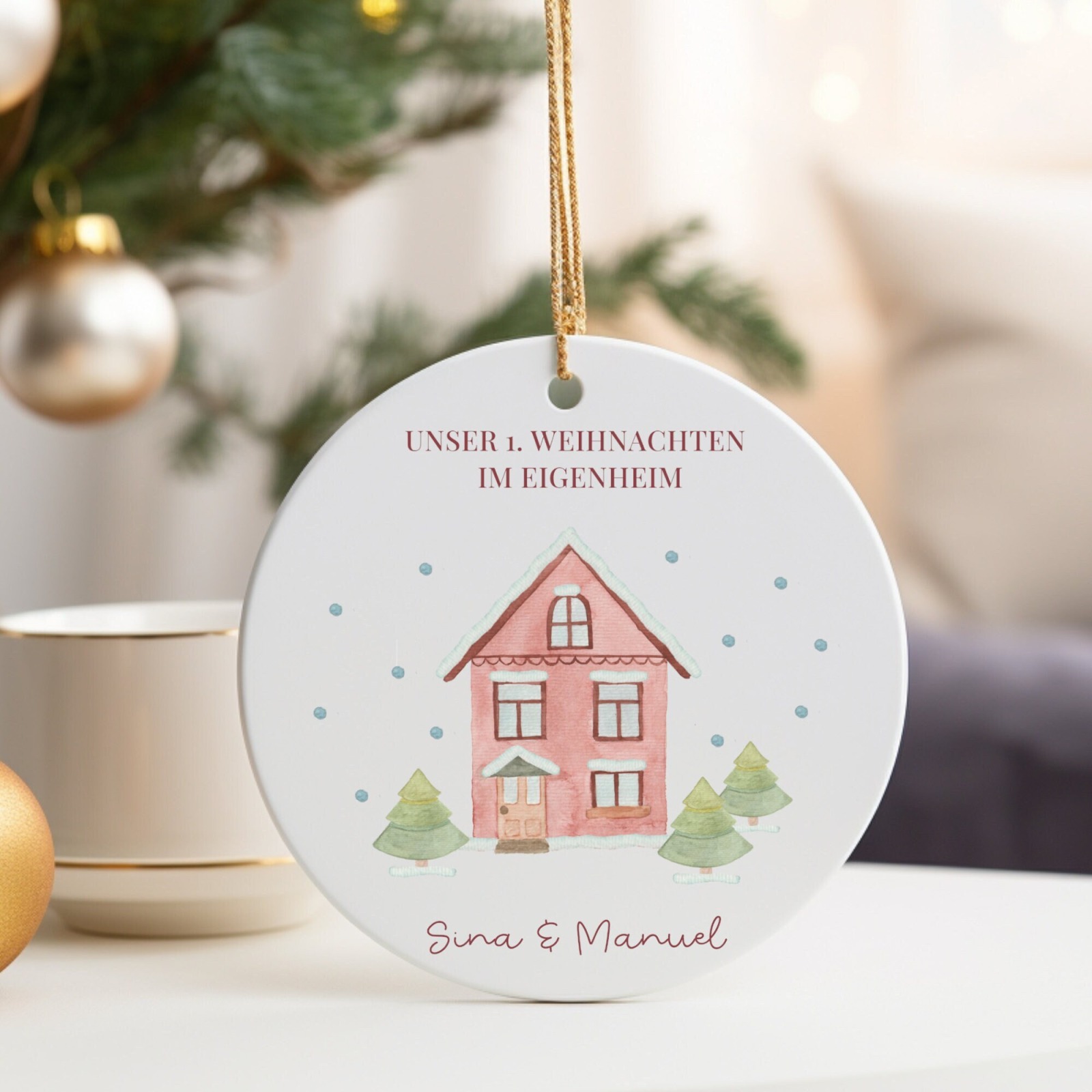Weihnachtsanhänger Eigenheim Einzug , Weihnachtskugel personalisiert Einzugsgeschenk