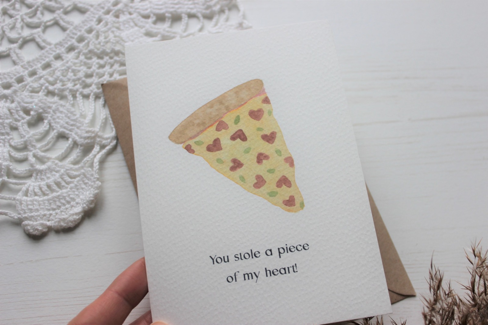 Valentinskarte Pizza , Postkarte Jahrestag piece of my heart , Karte für Freund Freundin 3