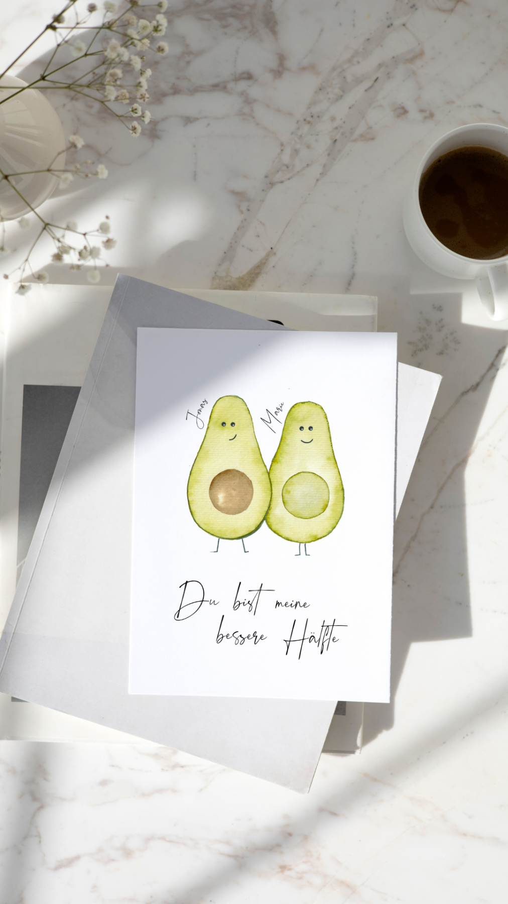 Postkarte better half Valentinstagskarte Avocados Postkarte Jahrestag bessere Hälfte 2