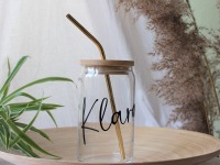 personalisiertes Trinkglas mit Deckel