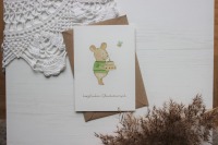 Postkarte Glückwunsch mit Name , Glückwunschkarte Geburtstag , Aquarellpostkarte Glückwunsch Maus