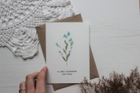 Kondolenzkarte Vergissmeinnicht Aquarell , Postkarte Trauer , Beileidskarte Blumen 3