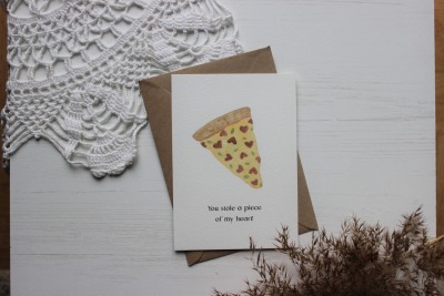 Valentinskarte Pizza Postkarte Jahrestag piece of my heart Karte für Freund Freundin - A6