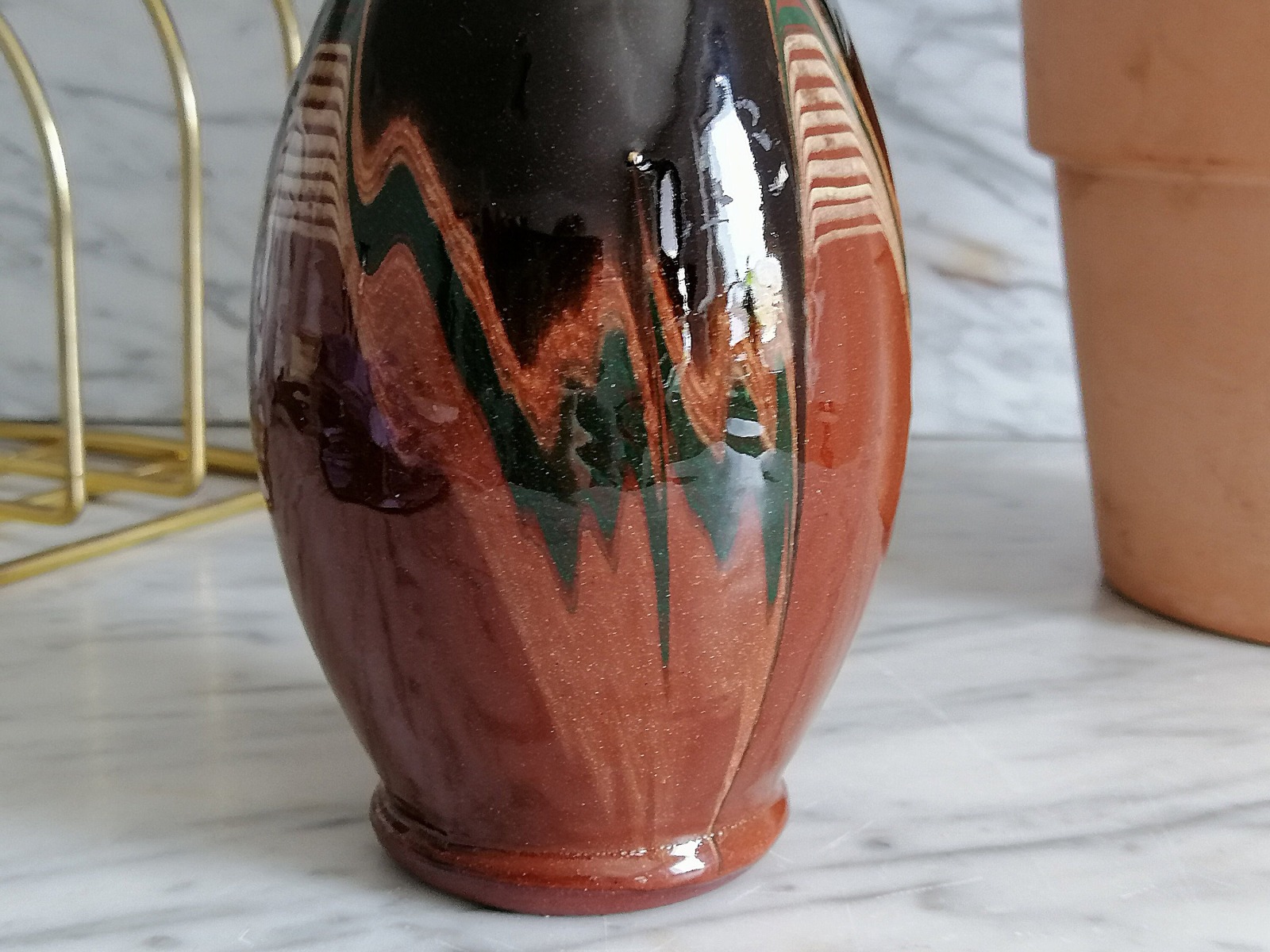 Retro Vase / Mid Century - Erdtöne / Sammlervase / Laufglasur 2