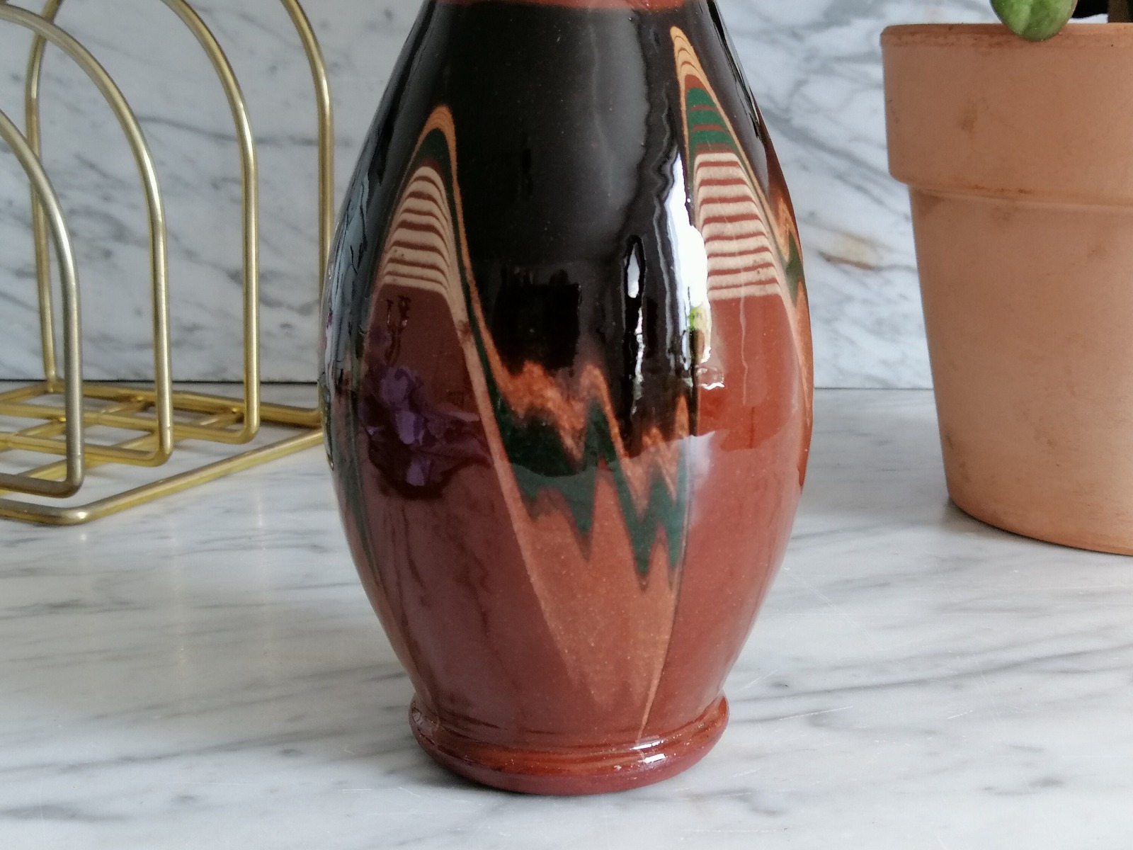 Retro Vase / Mid Century - Erdtöne / Sammlervase / Laufglasur 3