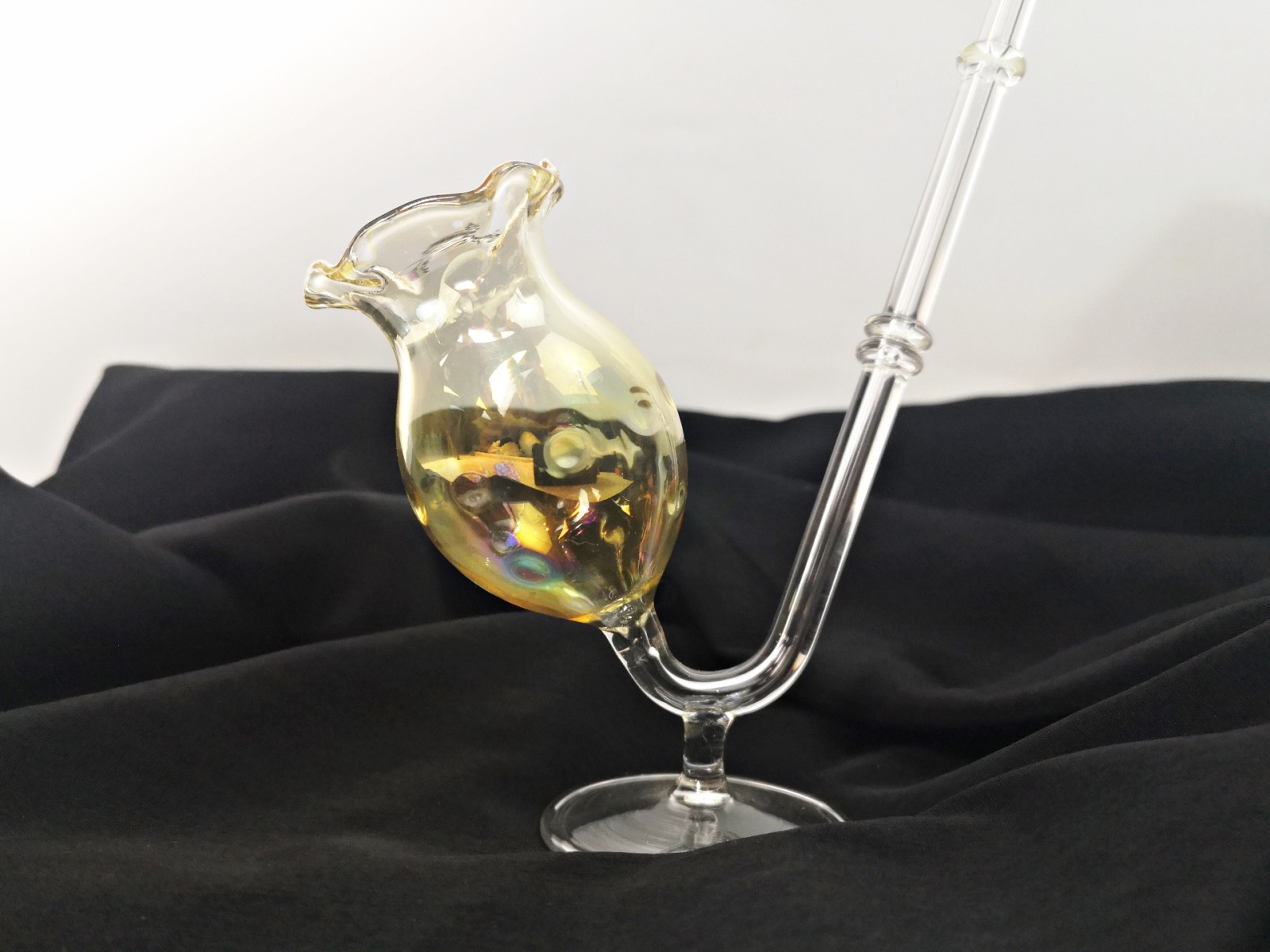 filigrane Cognacpfeife / Schnapspfeife / Glaspfeife / Pfeife aus Glas / mundgeblasen und handgeformt