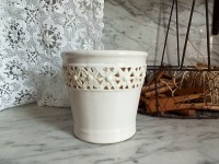 kleiner Blumentopf aus Keramik mit Edelweiß Dekor / Übertopf in weiß / Keramik Übertopf 6