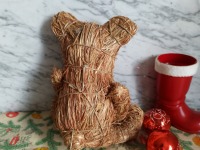 Weihnachtsdeko - Teddy aus Stroh - Strohtier 4