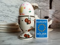 alter Eierbecher mit Bunzlauer Muster / polnische Keramik 2