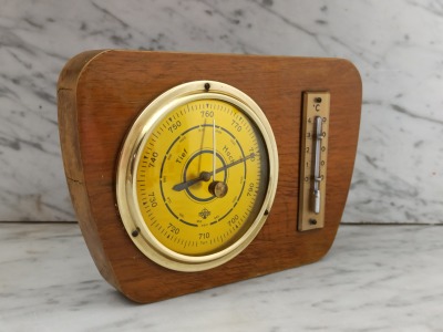 Vintage Wetterstation - Thermometer und Barometer - mid century - 1960er